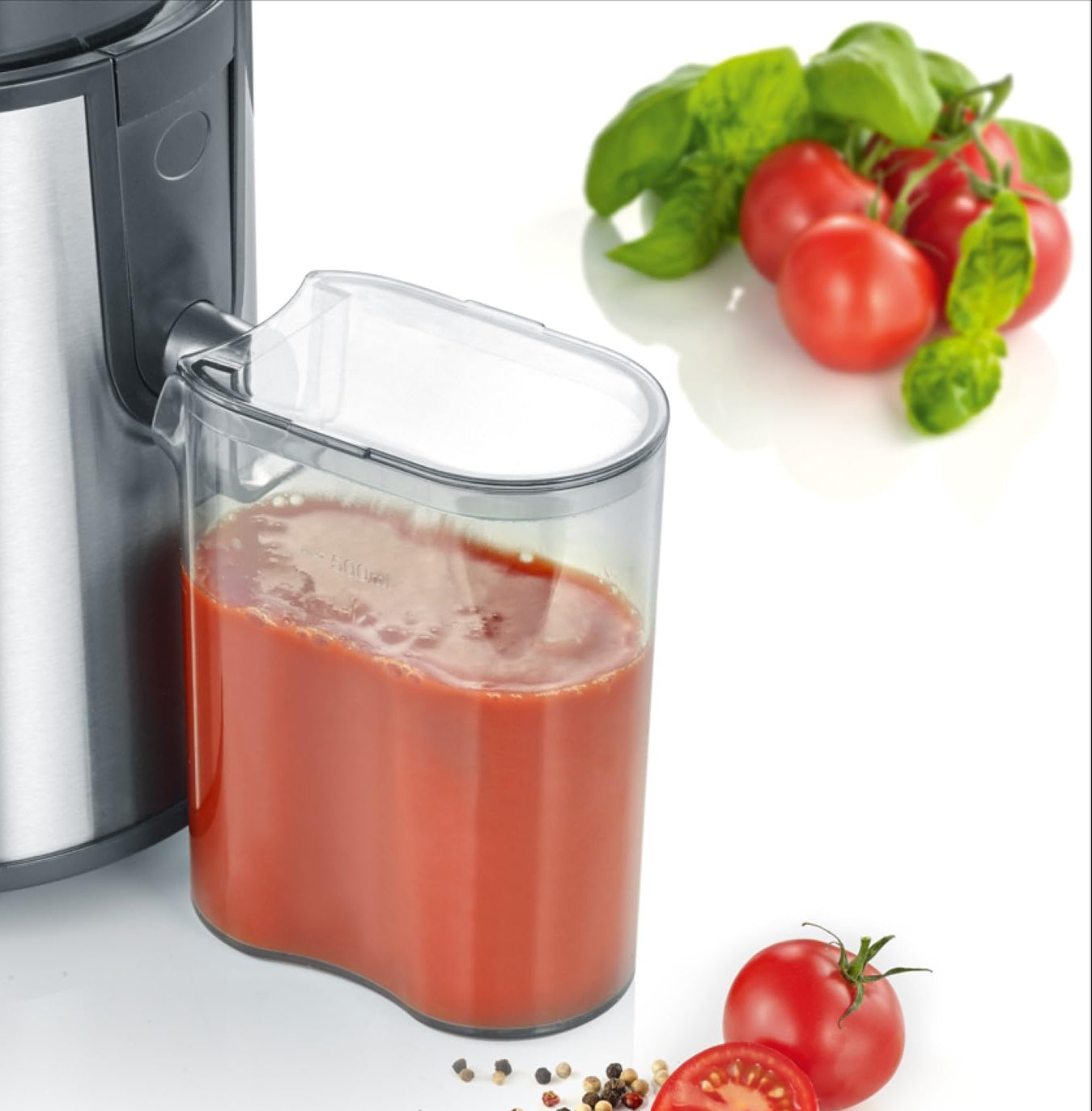 👉 Elektrischer Entsafter aus Edelstahl – Geräuscharme Saftpresse für Obst & Gemüse, 500 ml Auffangbehälter, Schwarz/Edelstahl