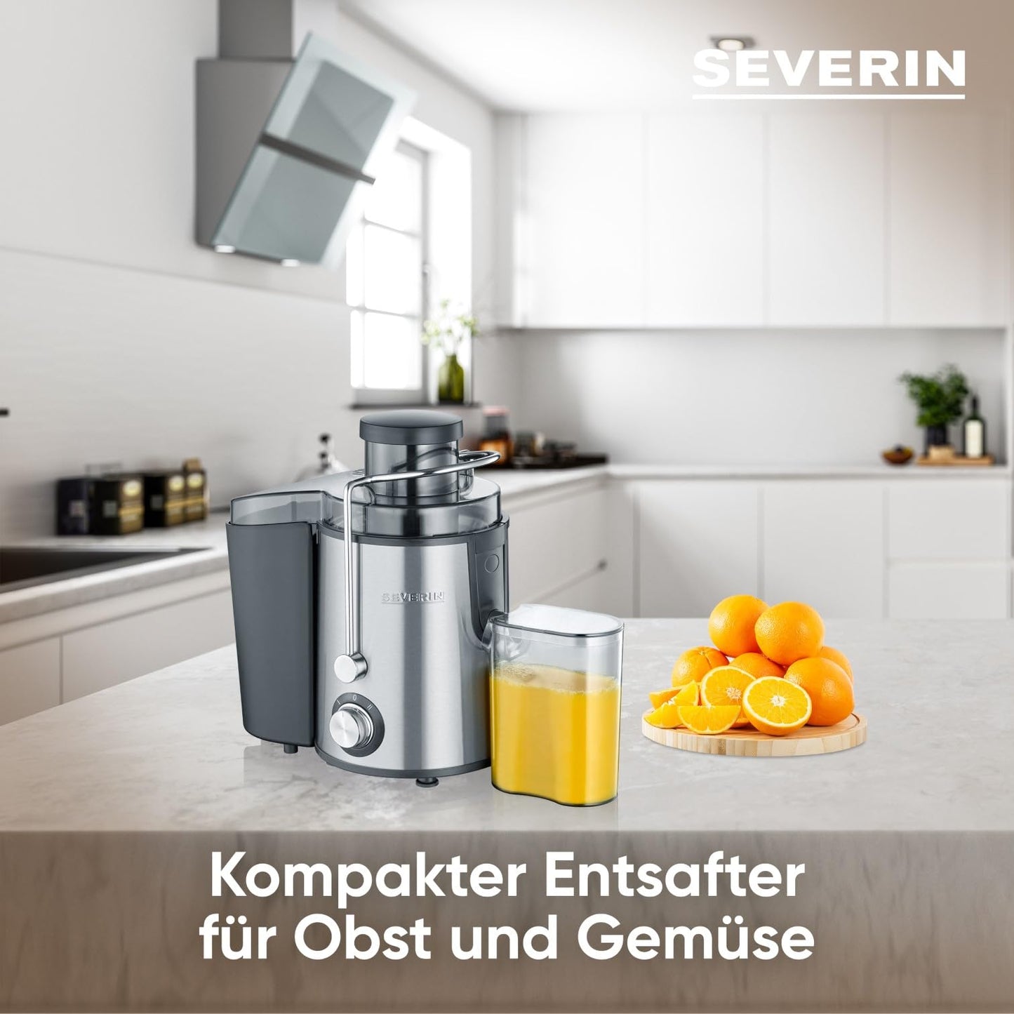 👉 Elektrischer Entsafter aus Edelstahl – Geräuscharme Saftpresse für Obst & Gemüse, 500 ml Auffangbehälter, Schwarz/Edelstahl